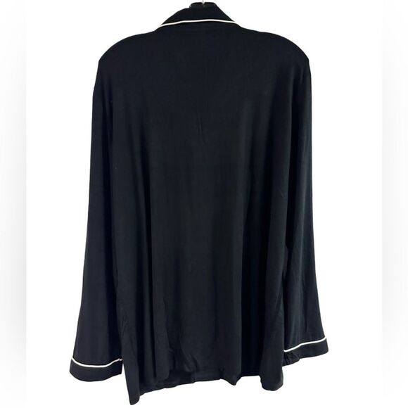 NWT Ekouaer Black White Trim Soft Pajama Top Size XXL - Picture 2 of 4